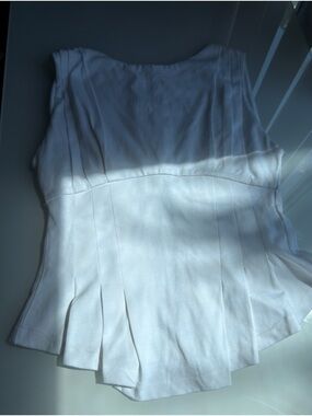 Zara White Pleated Sleeveless Top